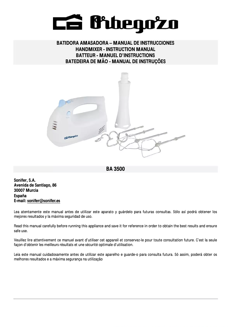 Image de la première page du manuel de l'appareil BA 3500