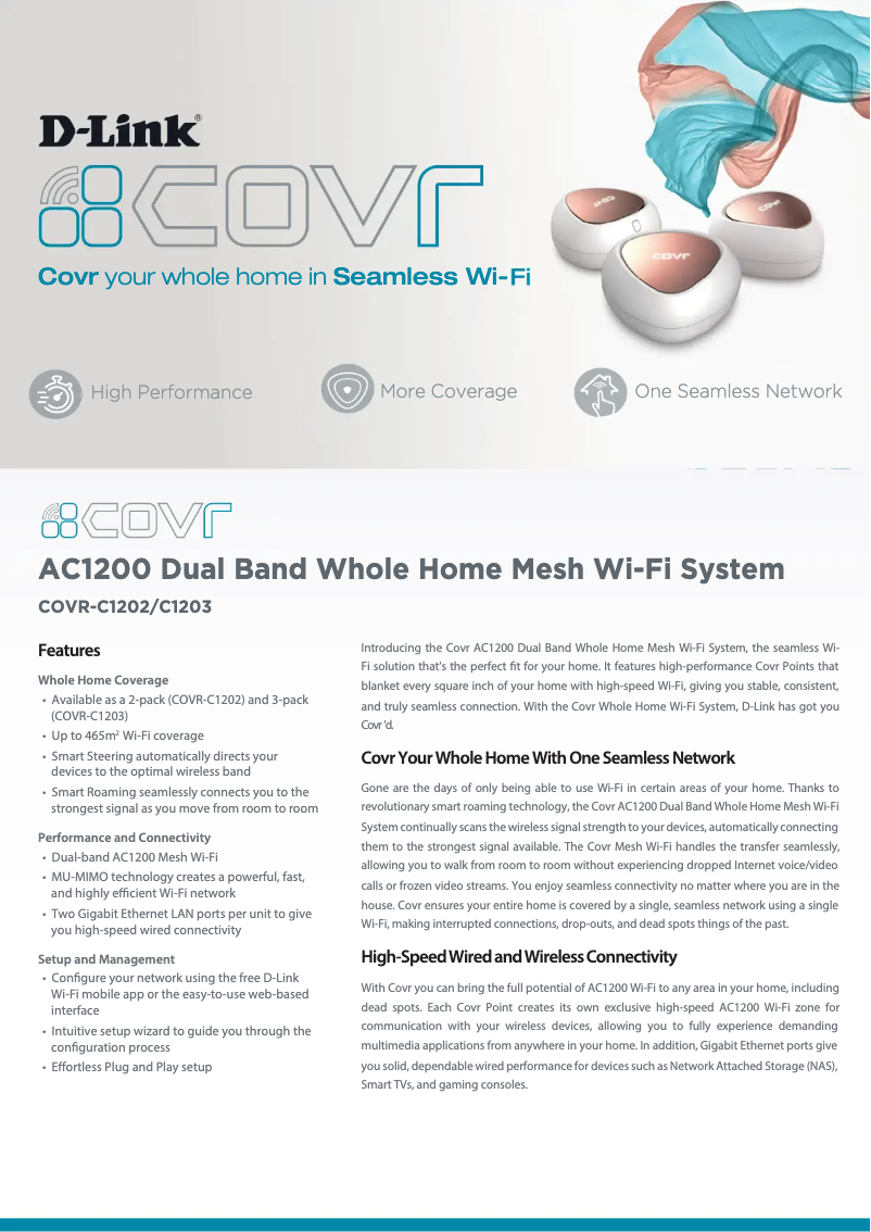 Page 1 de la notice Fiche technique D-Link COVR-C1203