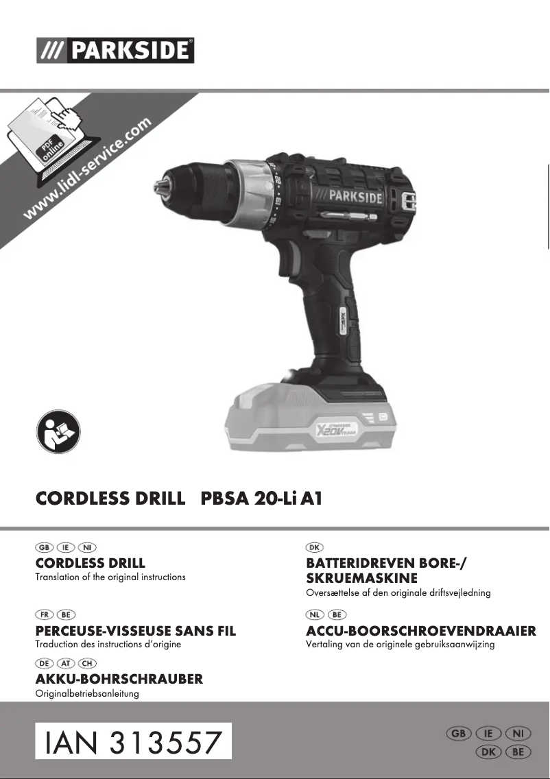 Page n°1 - Manuel utilisateur Parkside PBSA 20-Li A1