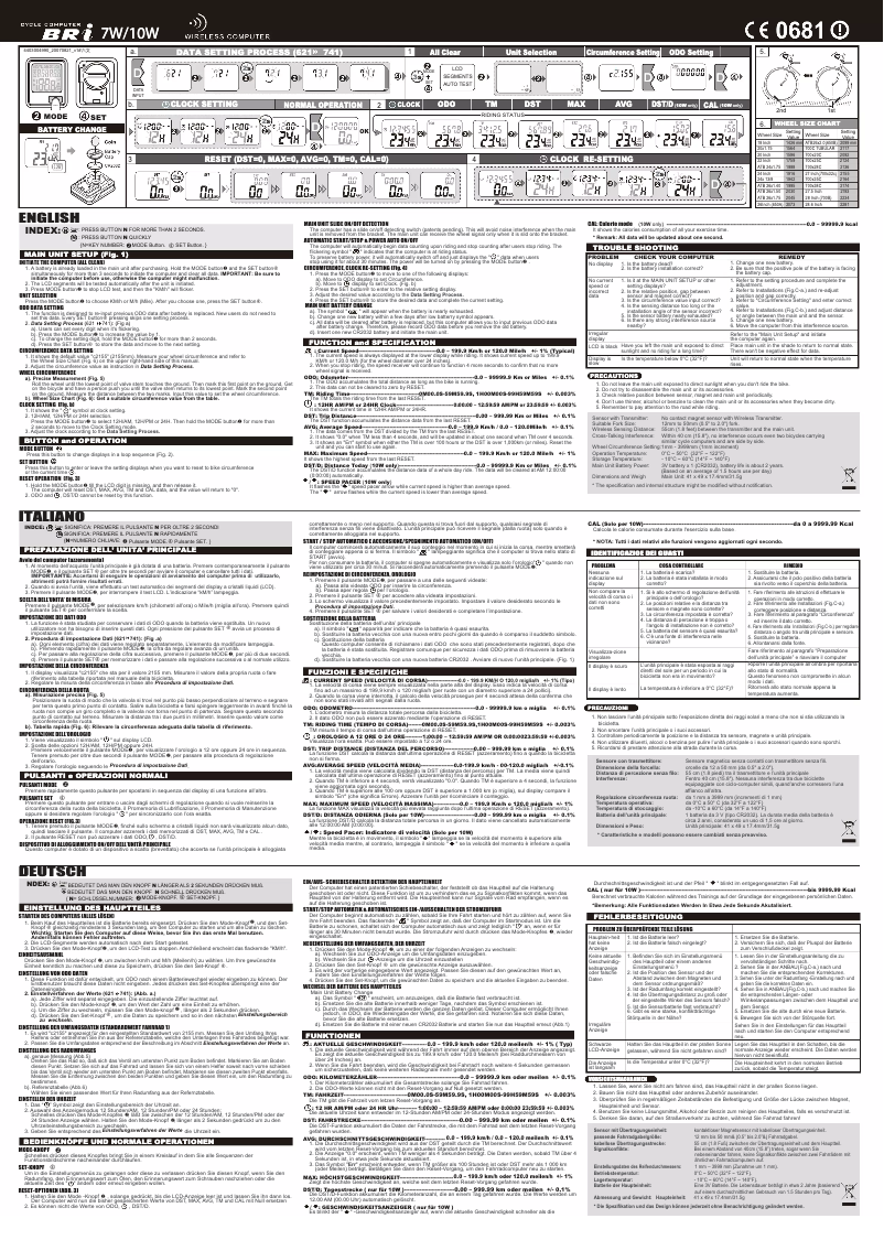 Image de la première page du manuel de l'appareil BRI-10W