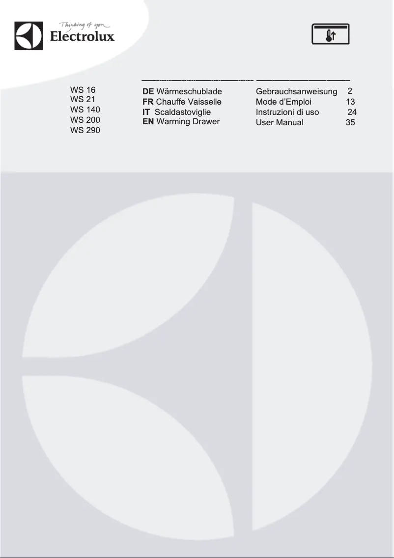 Page 1 de la notice Manuel utilisateur Electrolux WS16SP