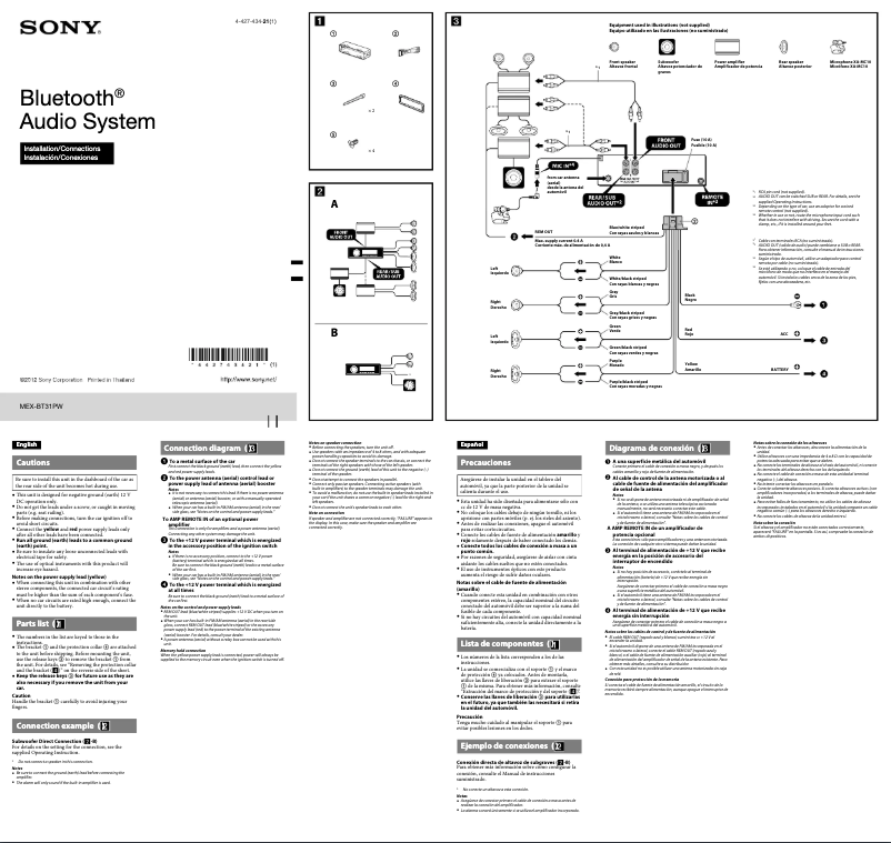 Page n°1 - Guide d'installation Sony MEX-BT31PW