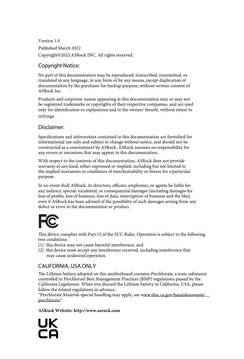 Page 1 de la notice Manuel utilisateur Asrock B660M-HDVP/D5