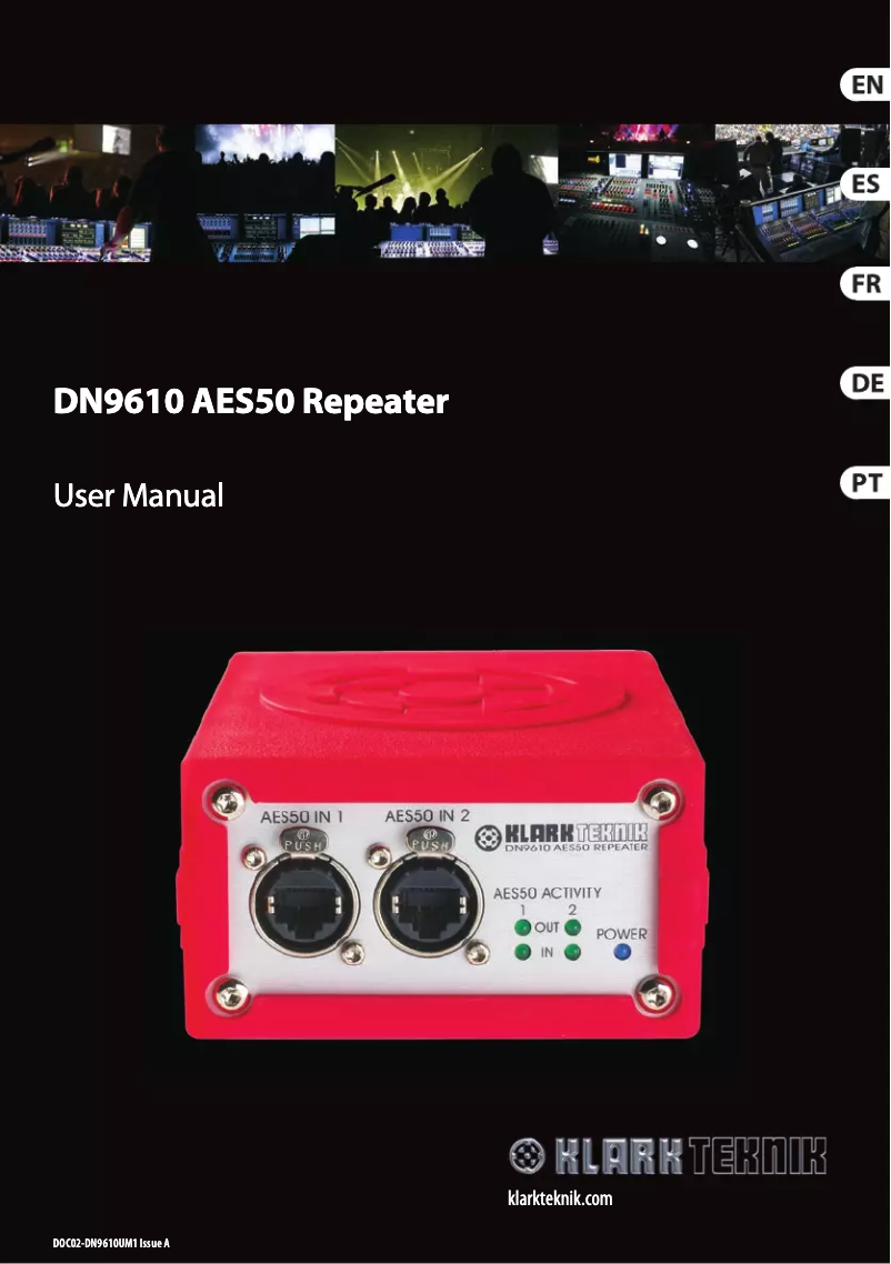Page n°1 - Manuel utilisateur Klark Teknik DN9610