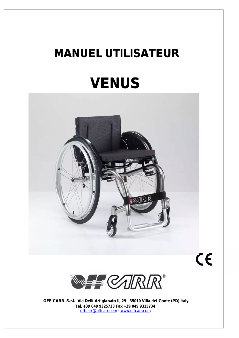 Page 1 de la notice Manuel utilisateur Offcarr Venus