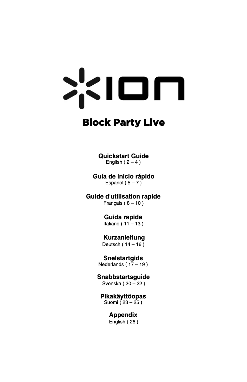 Page n°1 - Manuel utilisateur ION Block Party Live