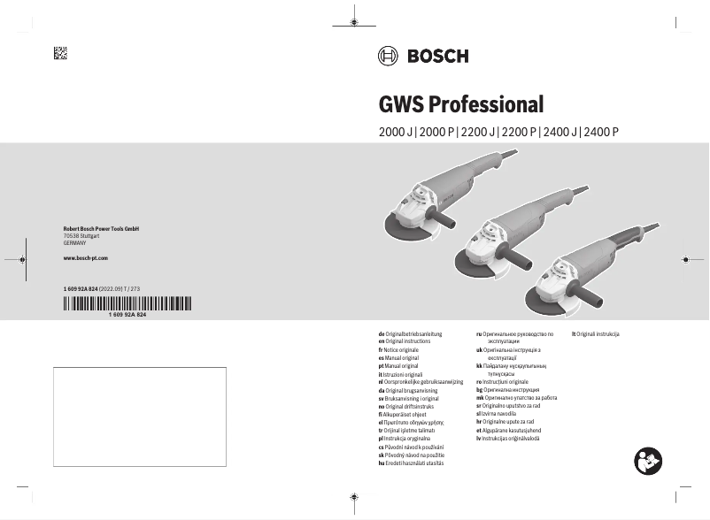 Page 1 de la notice Manuel utilisateur Bosch GWS 2400 P Professional