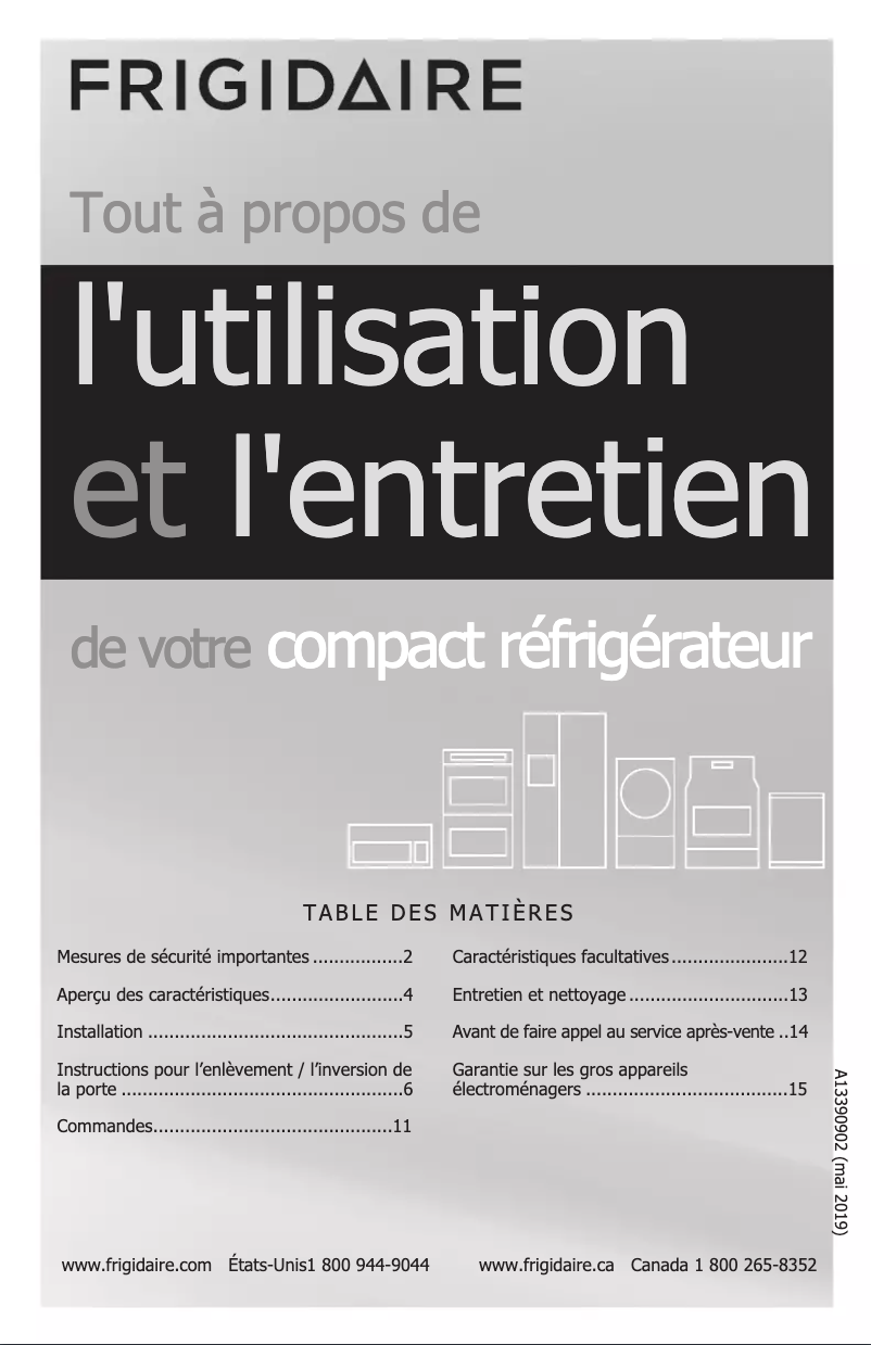 Page n°1 - Manuel utilisateur Frigidaire FFPE4533UM