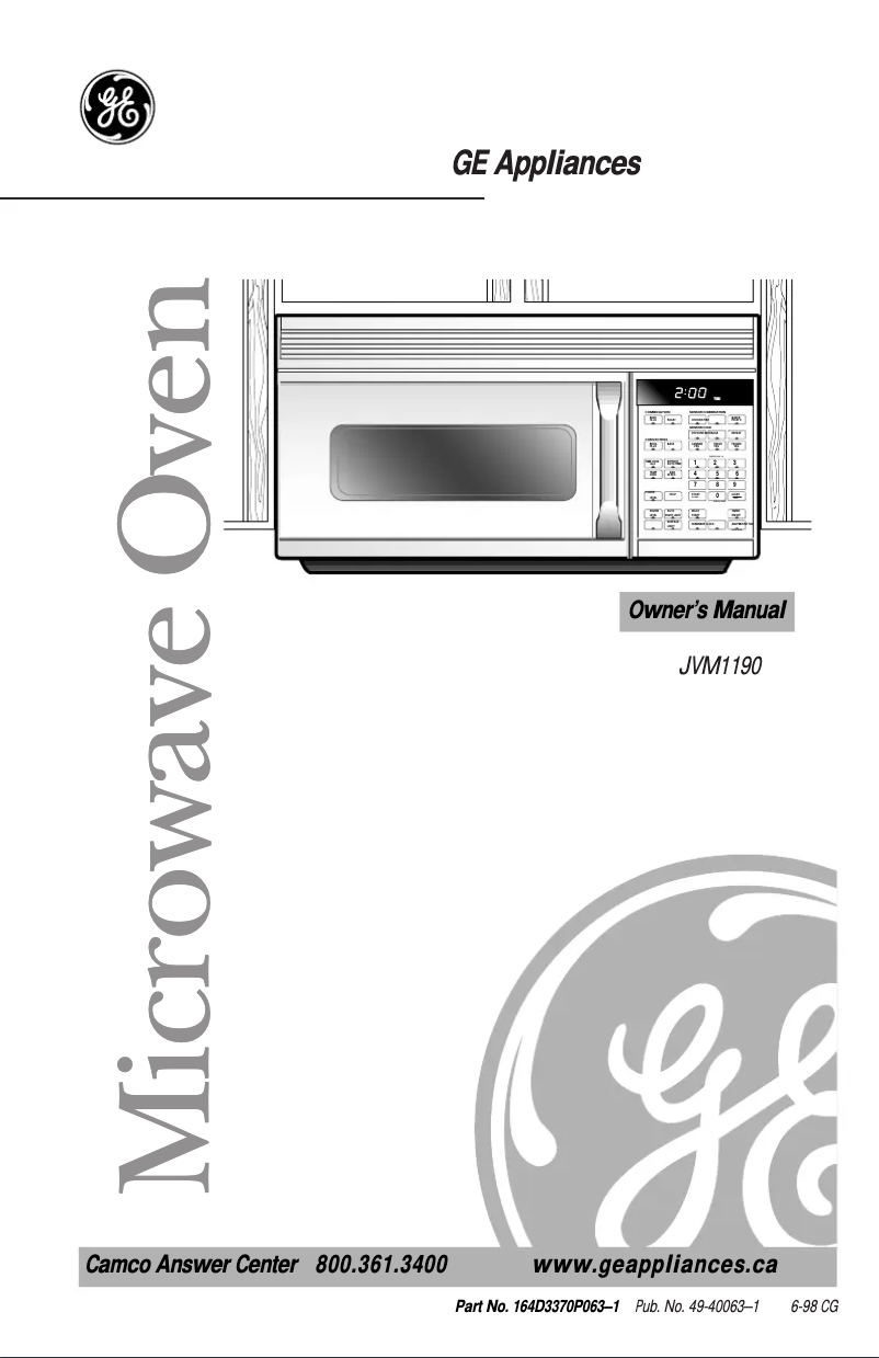 Page 1 de la notice Manuel utilisateur GE JVM1190BYC