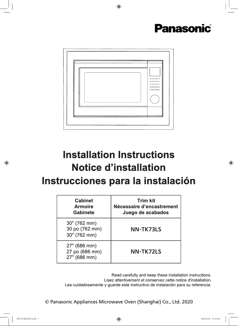 Page 1 de la notice Manuel utilisateur Panasonic NN-TK73LS
