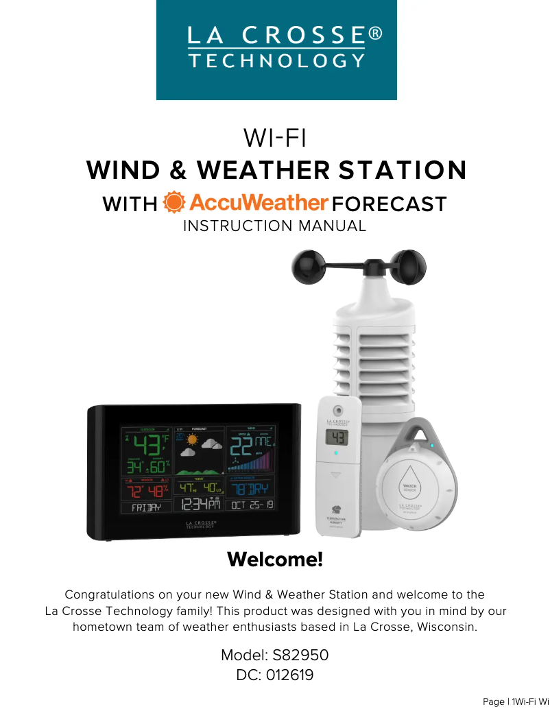 Page n°1 - Manuel utilisateur La Crosse Technology S82950