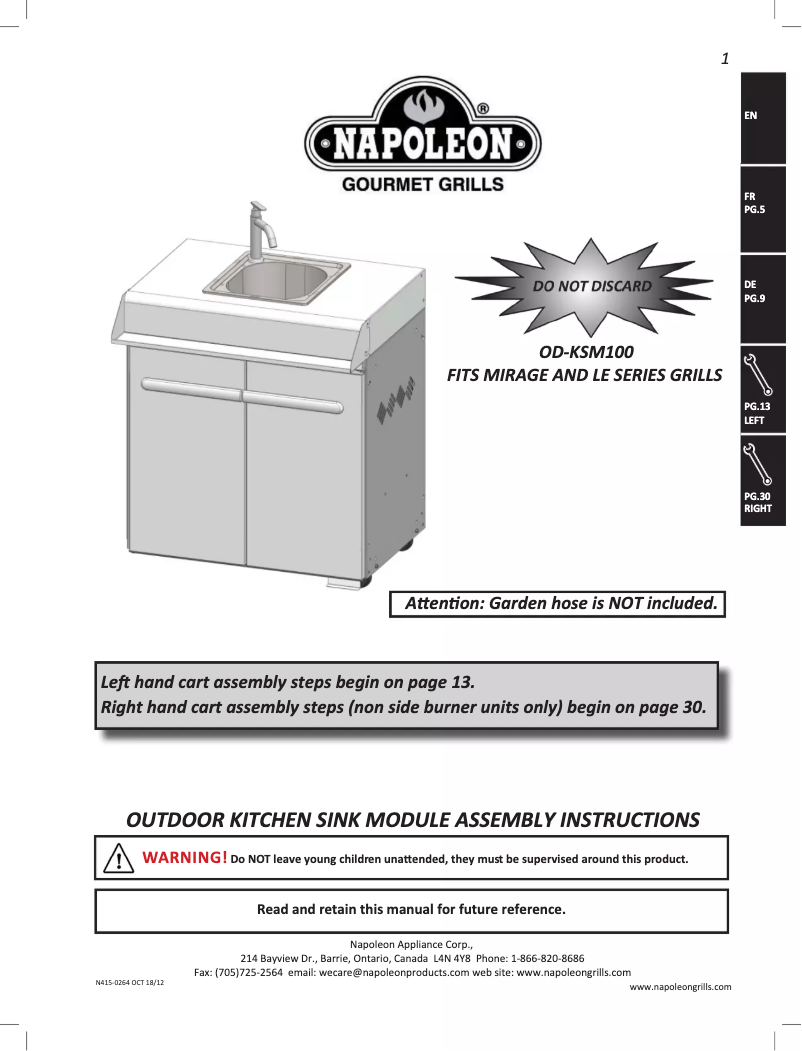 Page 1 de la notice Manuel utilisateur Napoleon OD-KSM100