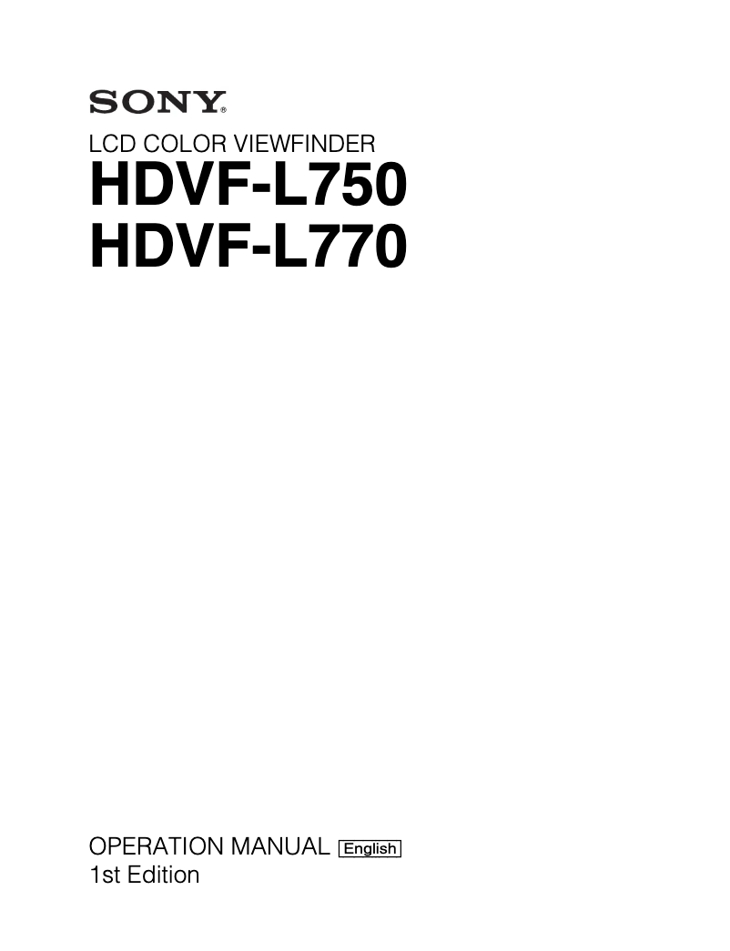 Page n°1 - Manuel utilisateur Sony HDVF-L770