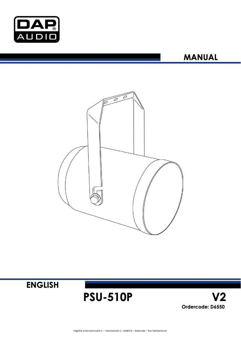 Page n°1 - Manuel utilisateur DAP-Audio PSU-510P