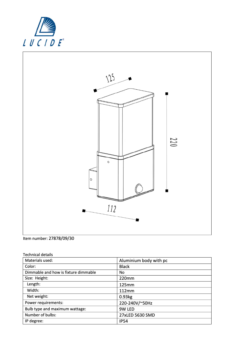 Image de la première page du manuel de l'appareil Limba 27878/09/30