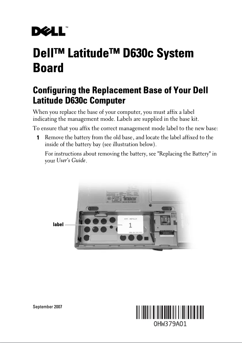 Page 1 de la notice Manuel utilisateur Dell Latitude D630
