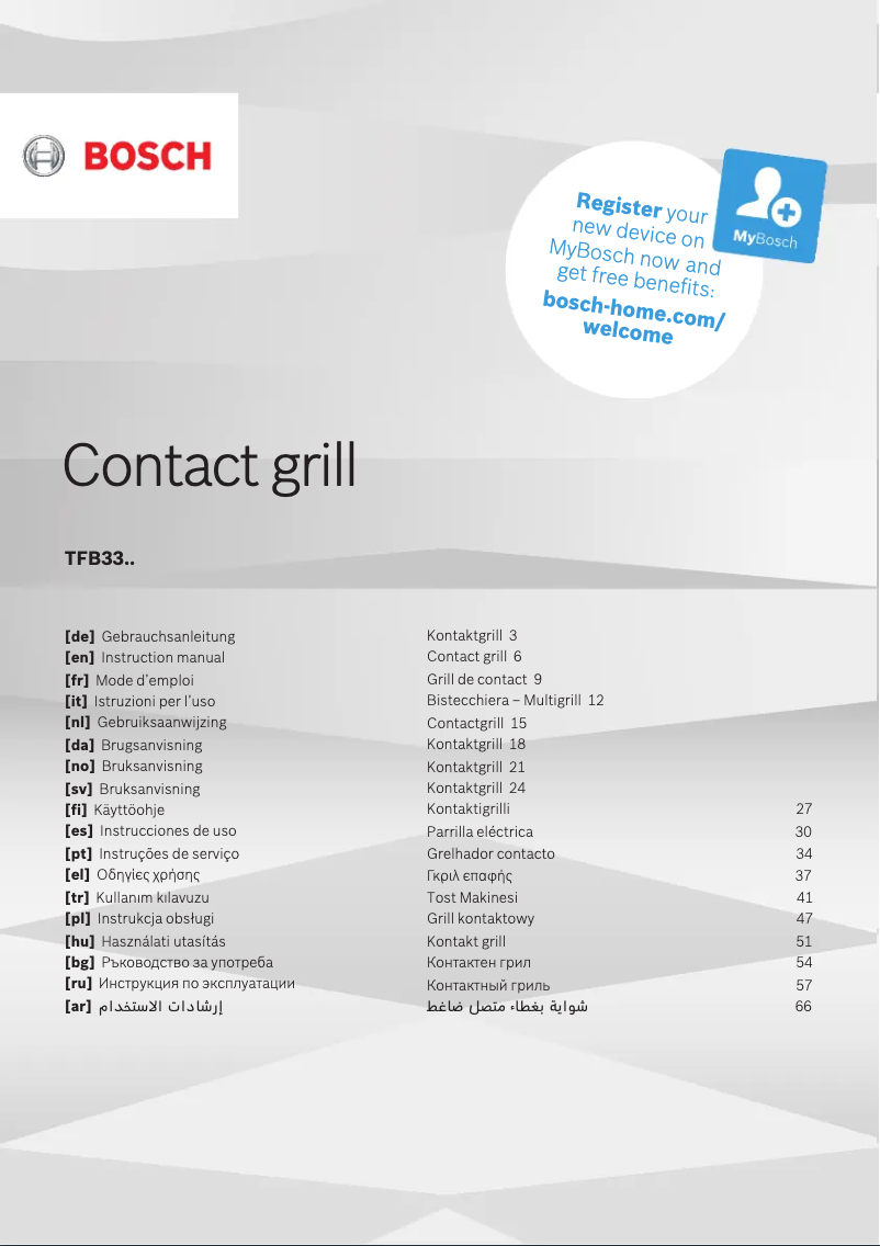 Page 1 de la notice Manuel utilisateur Bosch TFB3302V