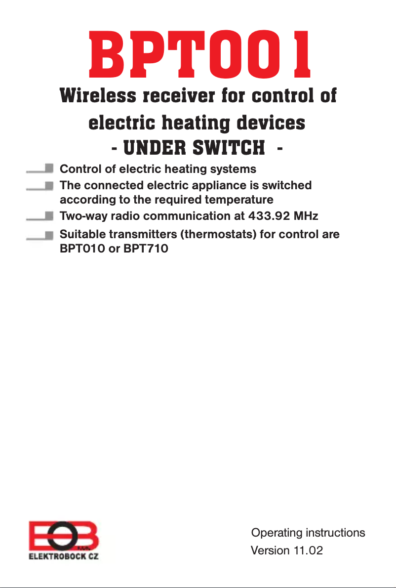 Page 1 de la notice Manuel utilisateur Elektrobock BT001