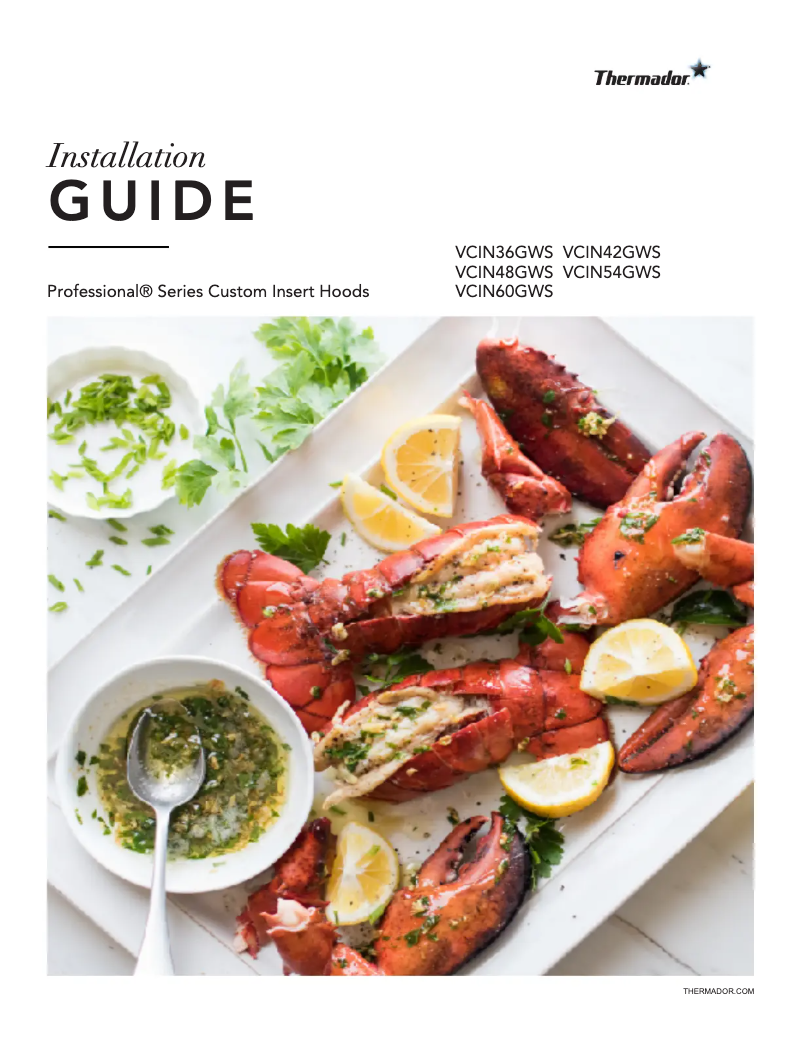 Page 1 de la notice Guide d'installation Thermador VCIN54GWS