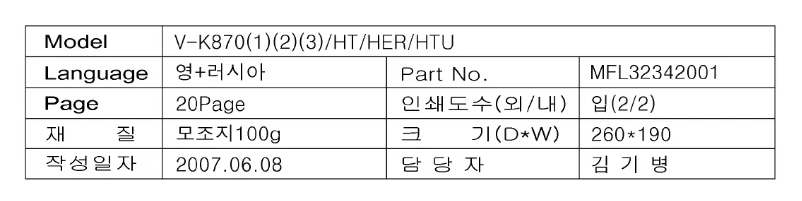 Image de la première page du manuel de l'appareil V-K8701HTU