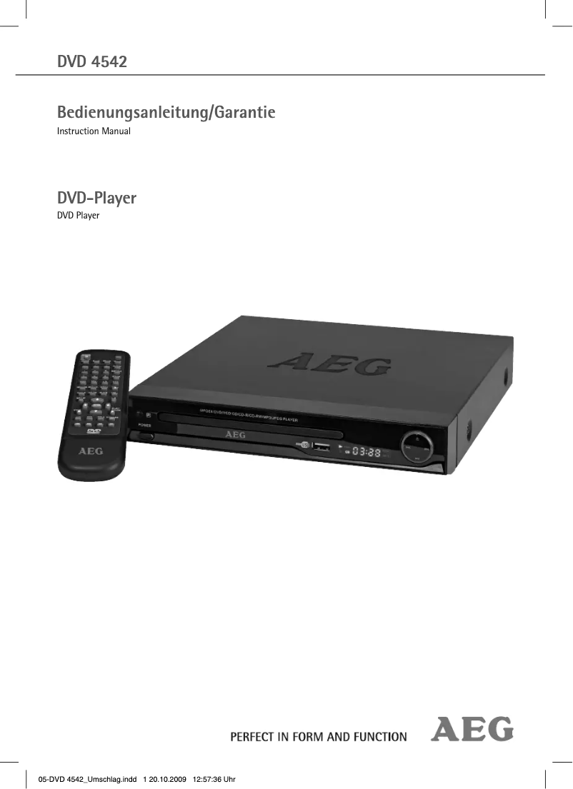 Página 1 del manual Manual de usuario AEG DVD 4542