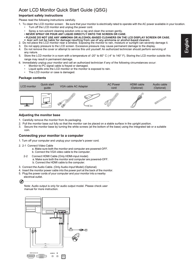 Page n°1 - Guide de démarrage rapide Acer SB270