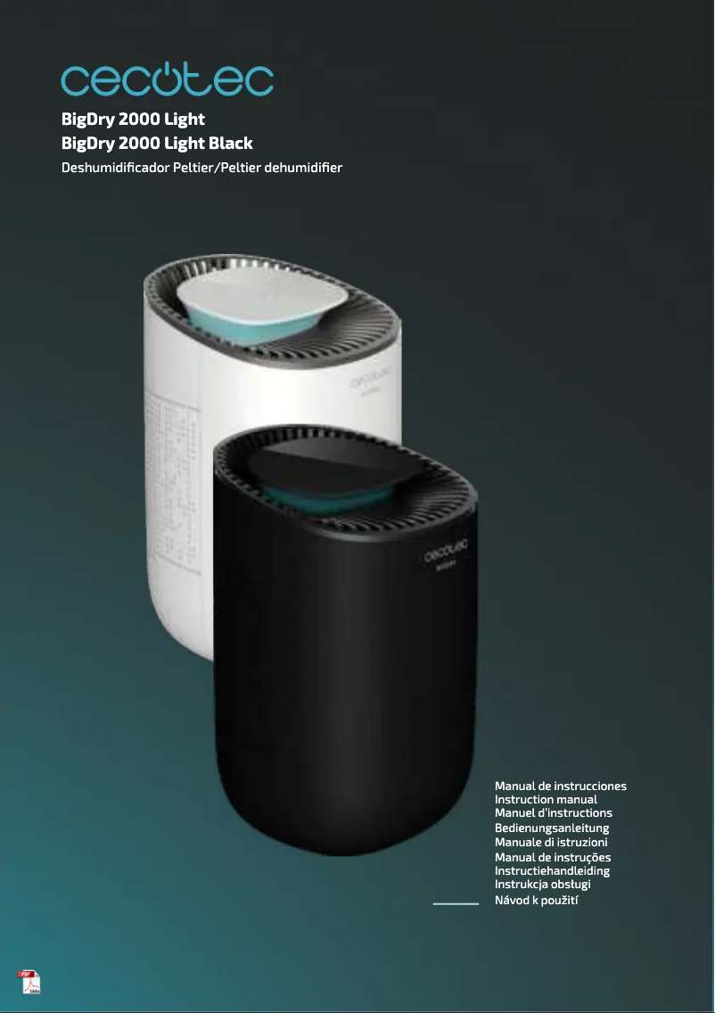Page 1 de la notice Manuel utilisateur Cecotec BigDry 2000 Light