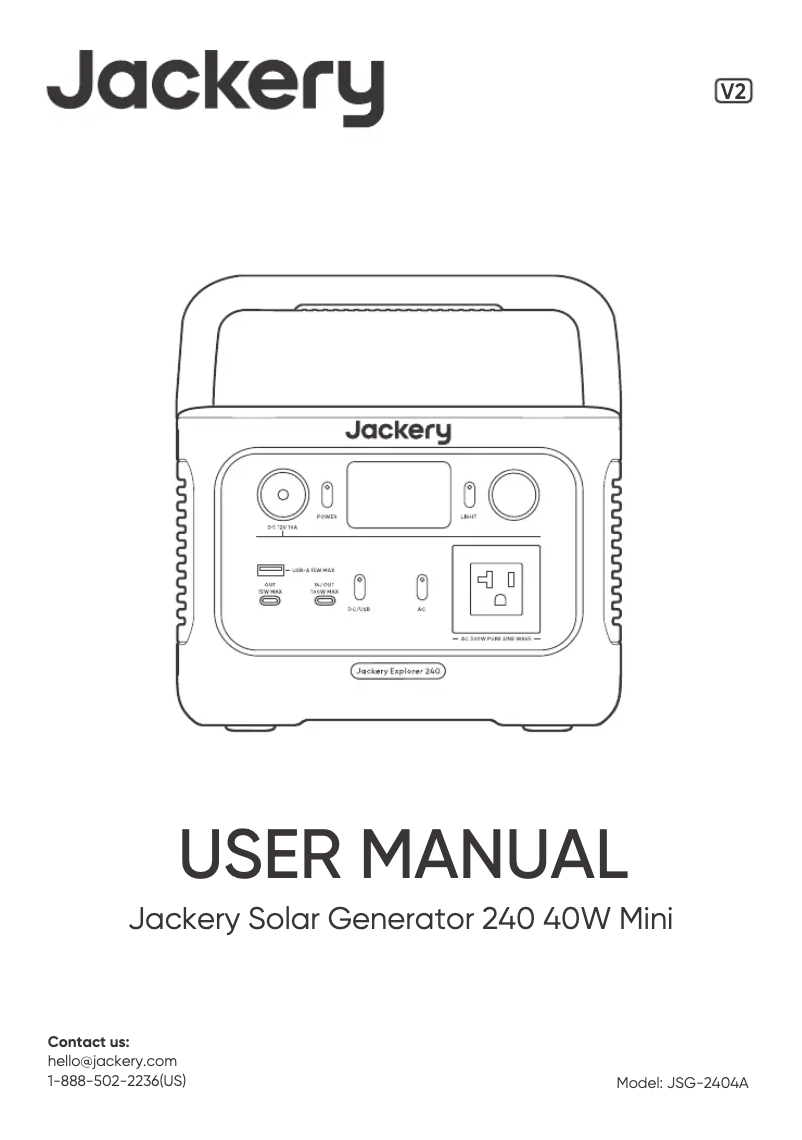 Page n°1 - Manuel utilisateur Jackery Explorer 240 v2