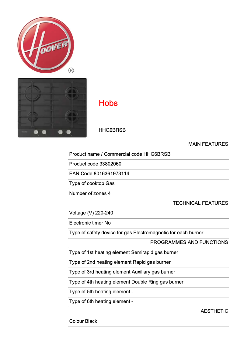 Image de la première page du manuel de l'appareil HHG6BRSB