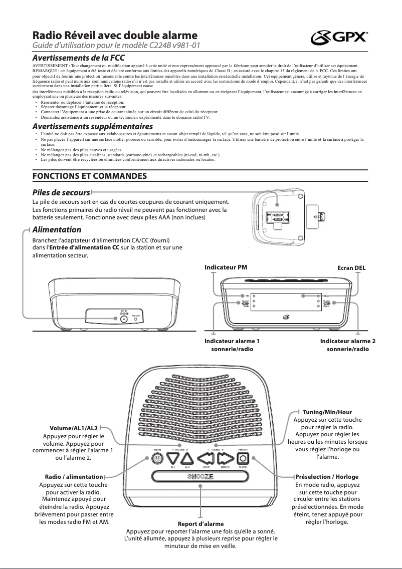 Página 1 del manual Manual de usuario GPX C224B