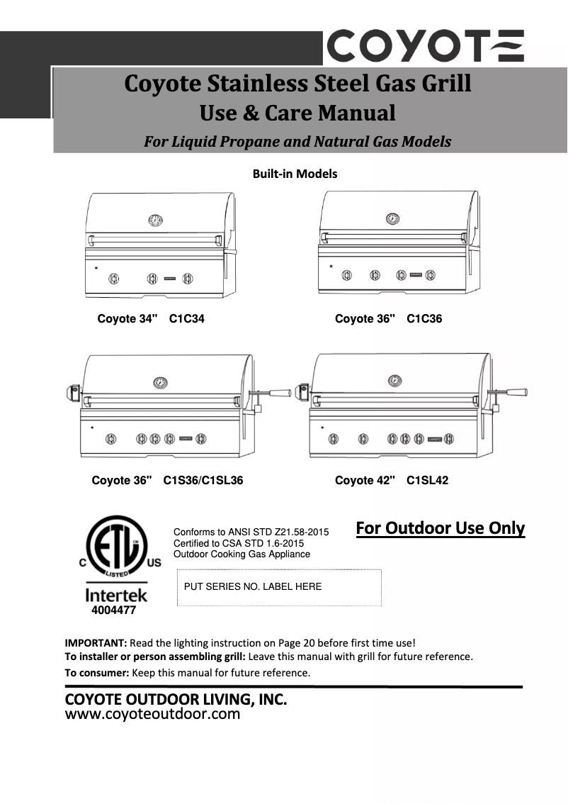 Image de la première page du manuel de l'appareil C1C34NG
