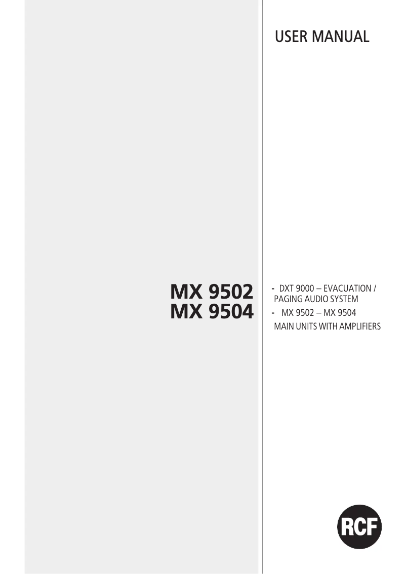 Image de la première page du manuel de l'appareil MX 9502