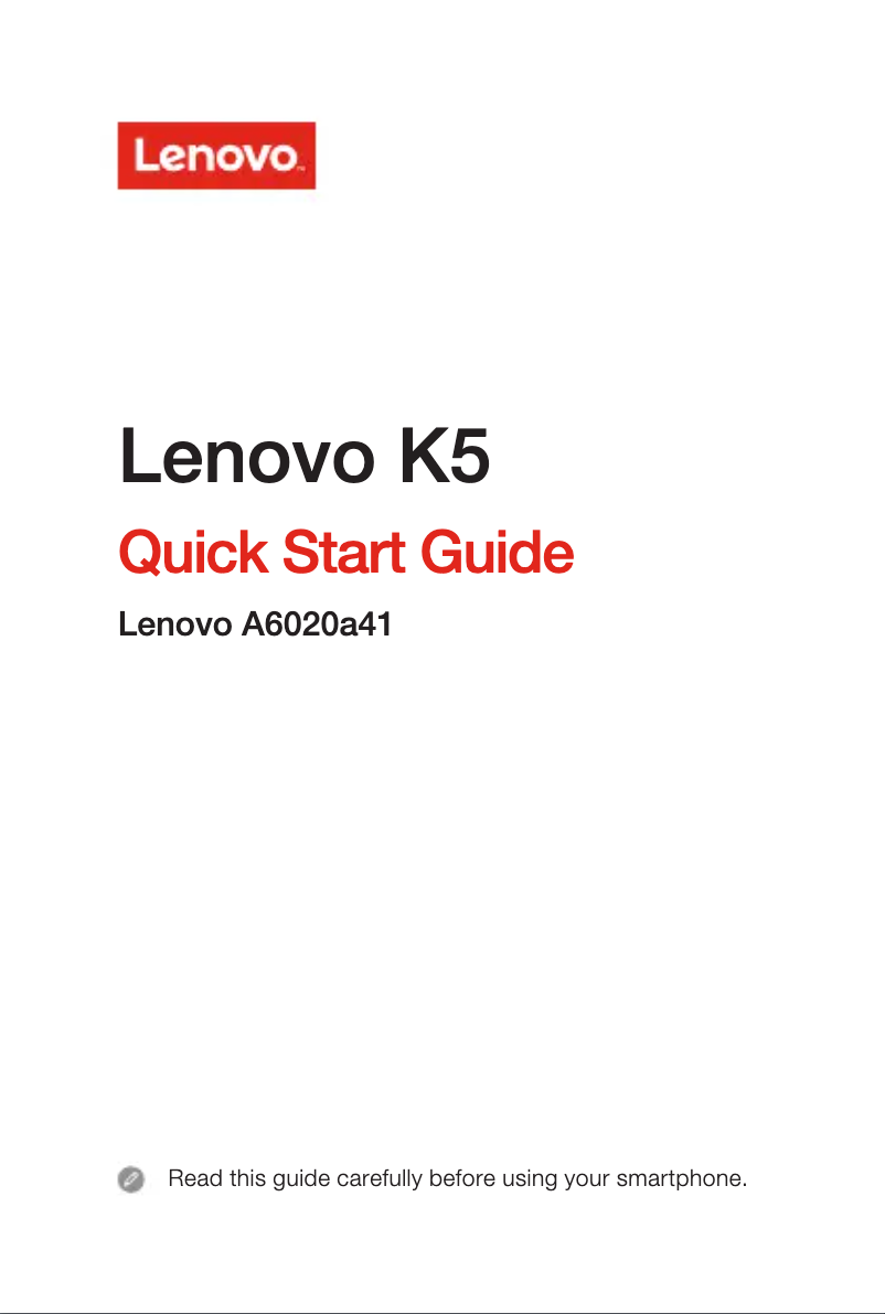 Página 1 del manual Guía de inicio rápido Lenovo K5