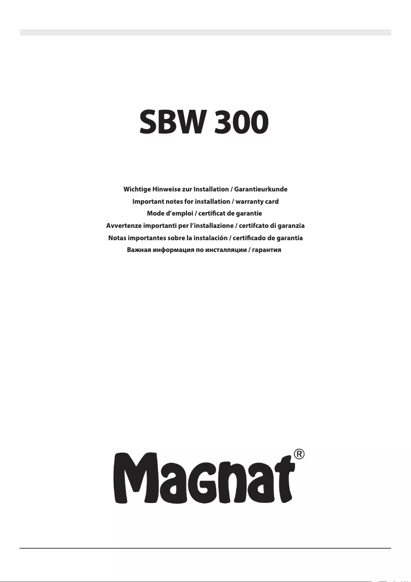 Page 1 de la notice Manuel utilisateur Magnat SBW 300