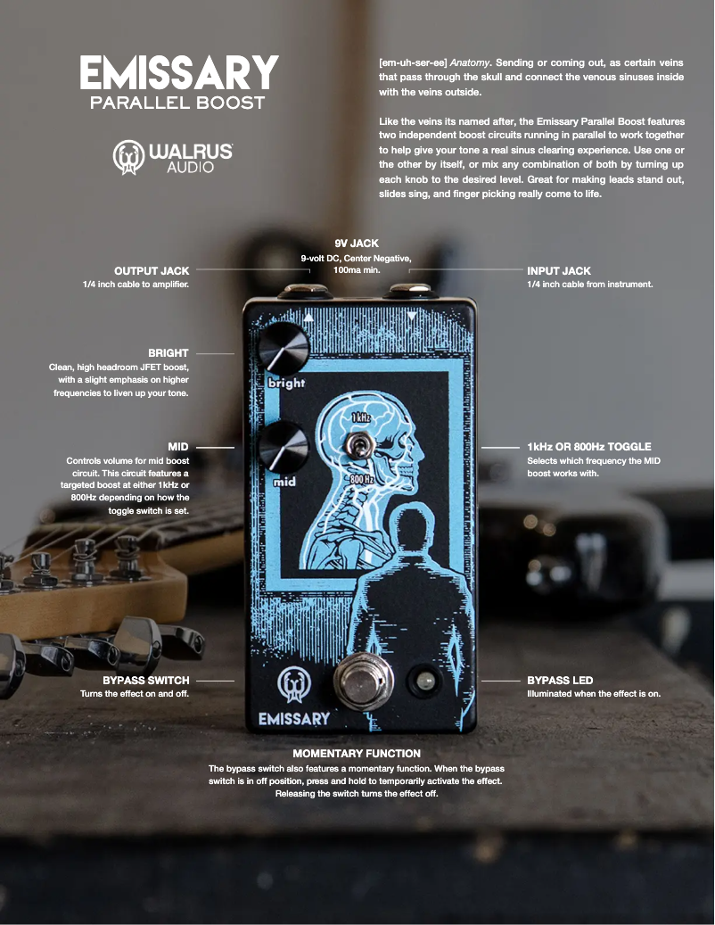 Page 1 de la notice Manuel utilisateur Walrus Audio Emissary