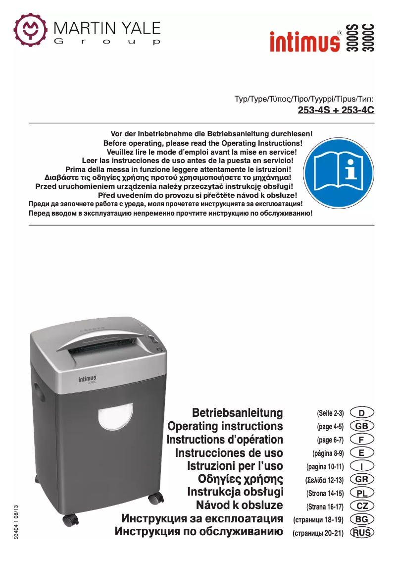 Page 1 de la notice Manuel utilisateur Intimus 3000 S