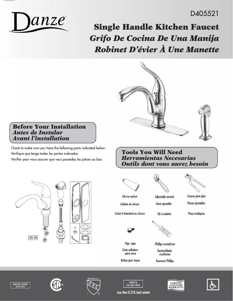 Page n°1 - Manuel utilisateur Danze D405521