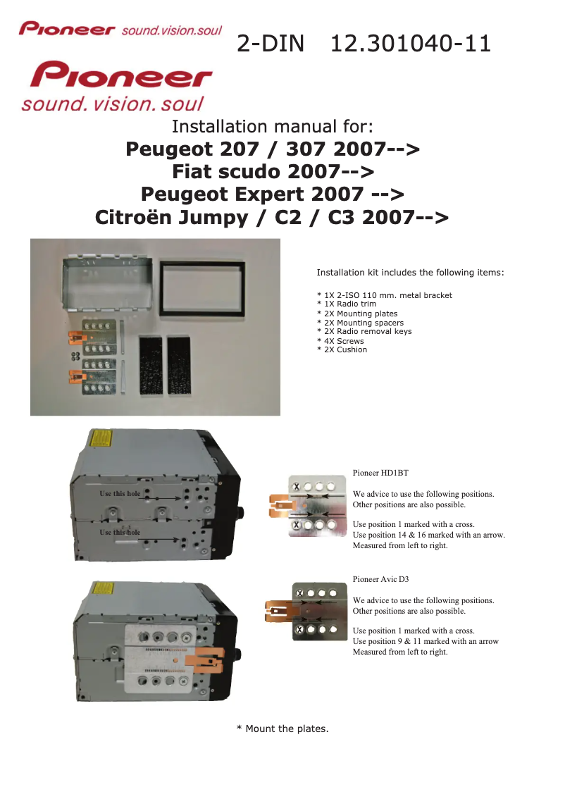 Page n°1 - Manuel utilisateur Pioneer 12.301040-11