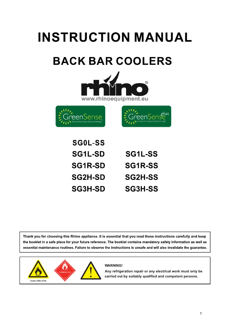 Page n°1 - Manuel utilisateur Rhino SG3S-B
