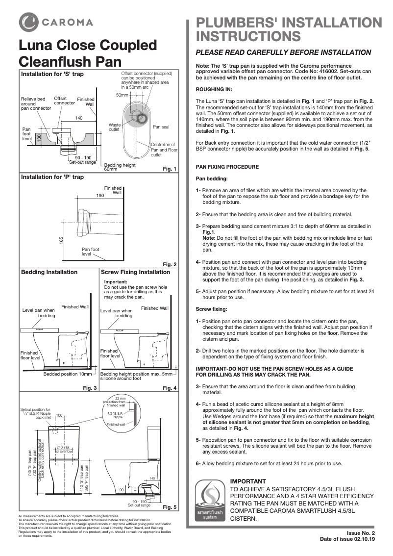 Page n°1 - Manuel utilisateur Caroma Luna Cleanflush Coupled