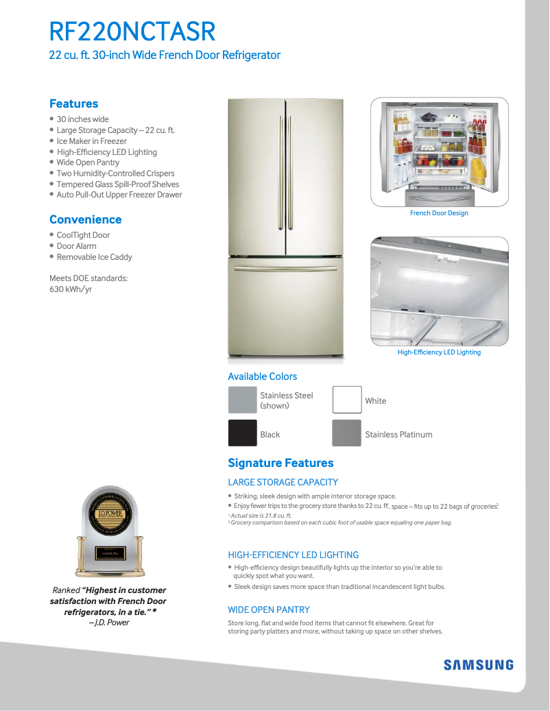 Image de la première page du manuel de l'appareil RF220NCTAWW