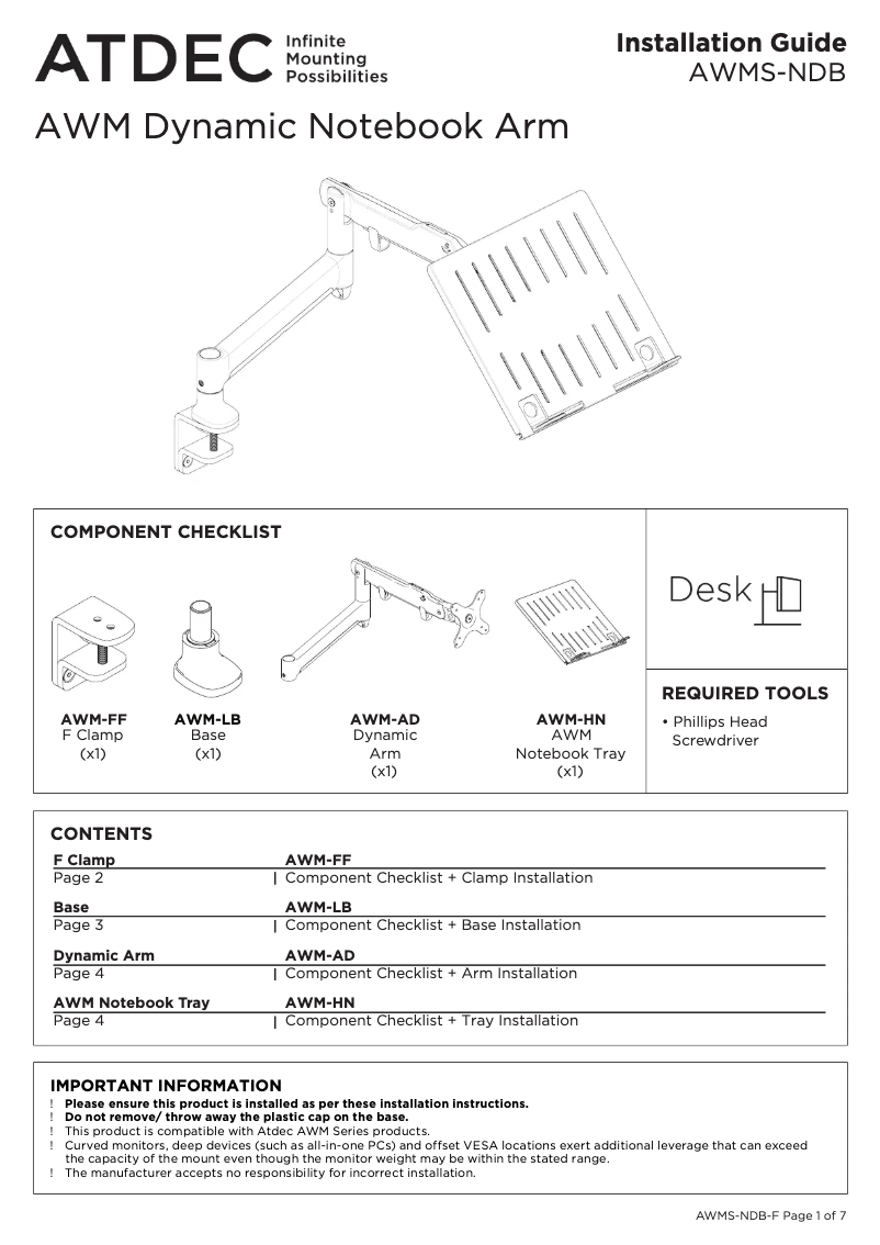 Imagen de la primera página del manual del dispositivo AWMS-NDB
