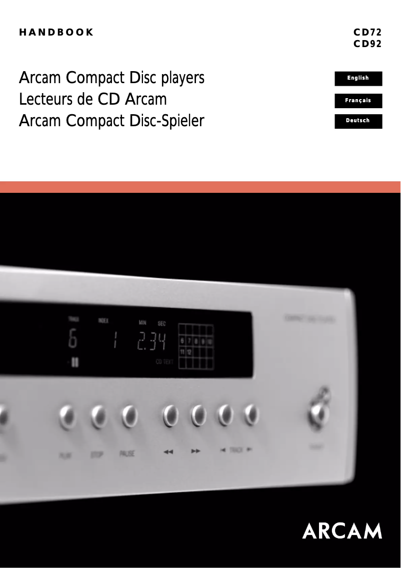 Page n°1 - Manuel utilisateur Arcam DiVA CD92