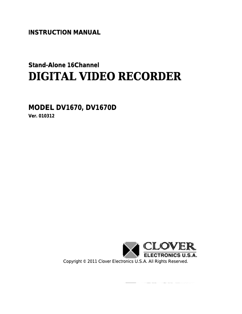 Page 1 de la notice Manuel utilisateur Clover Electronics DV1670D