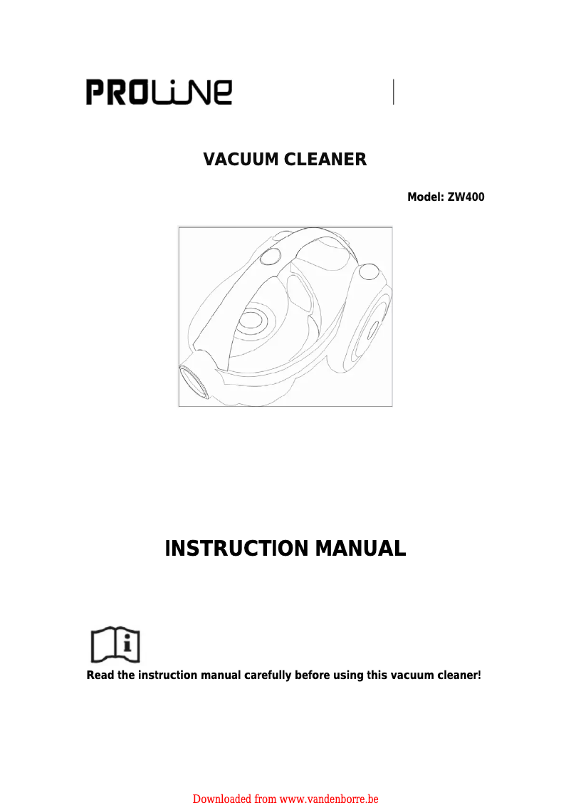 Page 1 de la notice Manuel utilisateur Proline ZW400