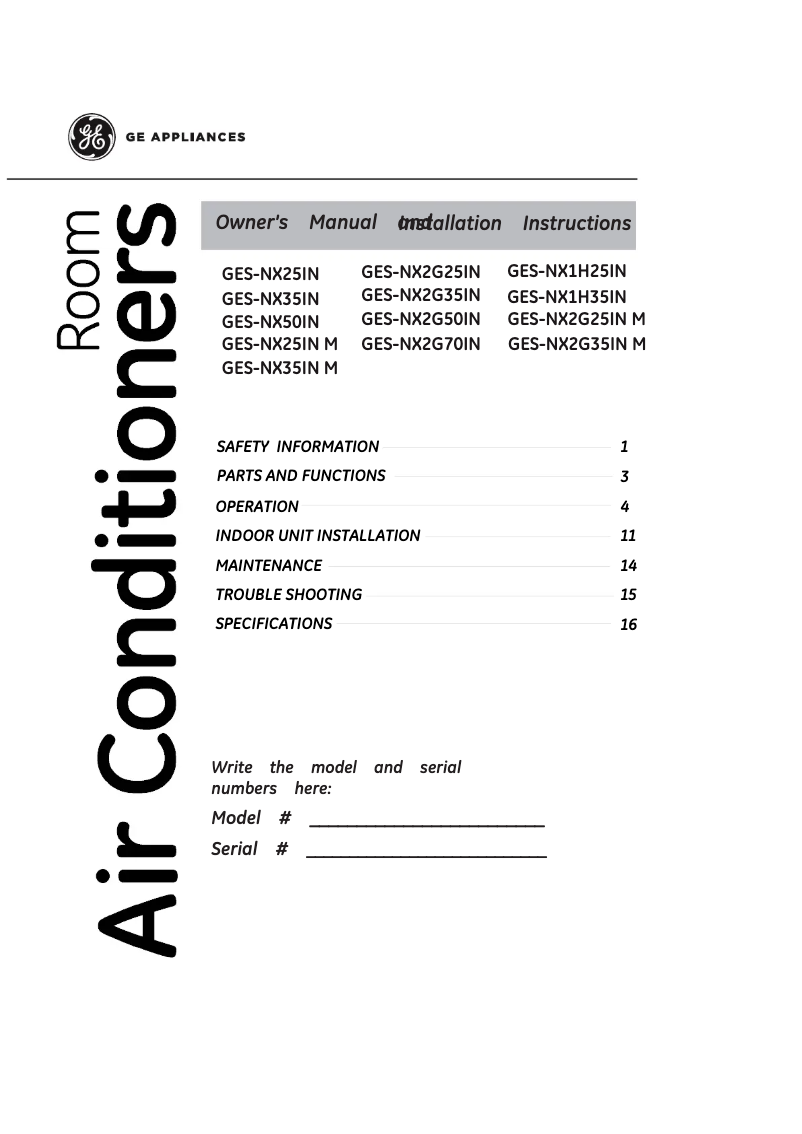 Page 1 de la notice Manuel utilisateur GE GES-NX2G25IN M
