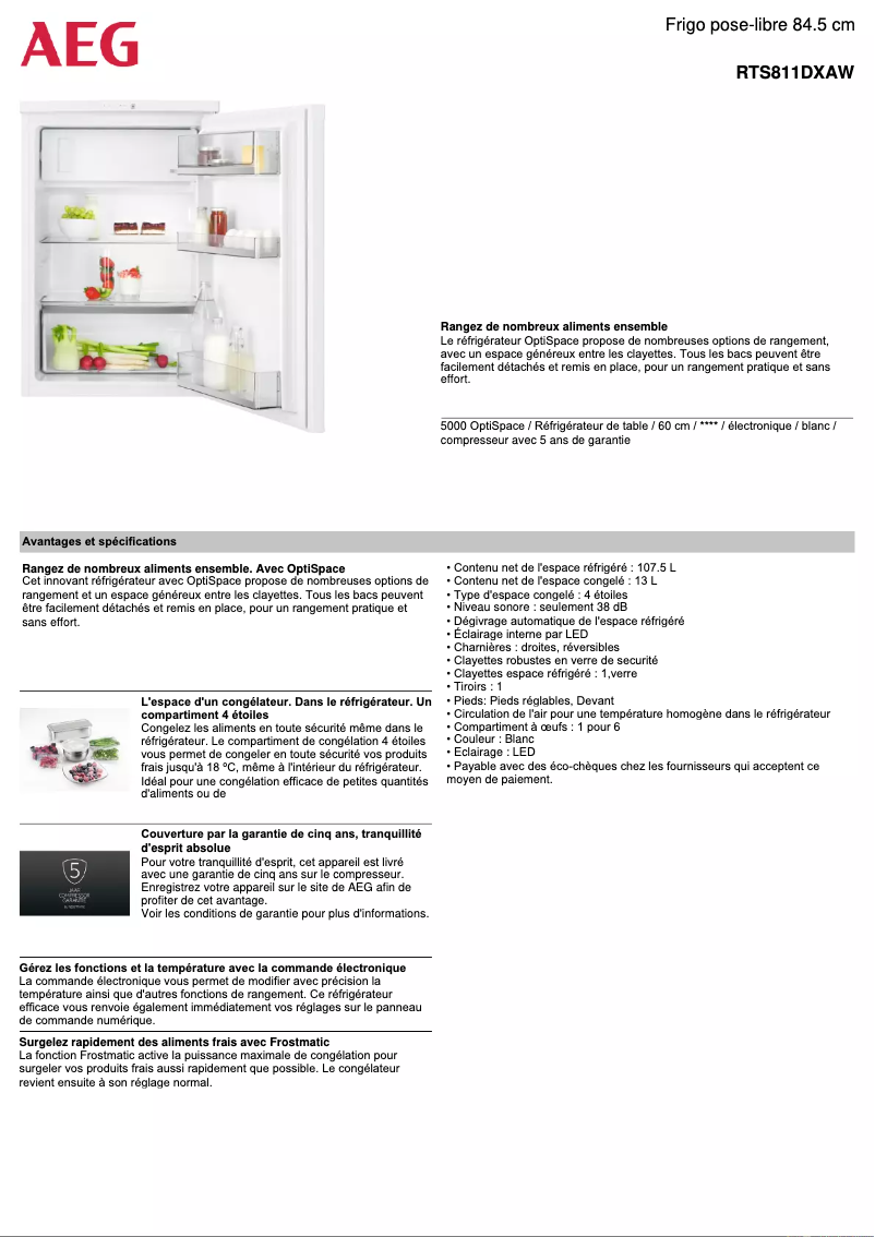 Image de la première page du manuel de l'appareil RTS811DXAW