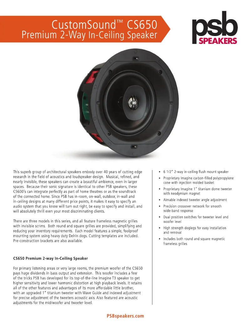 First page image of the manual for CS650