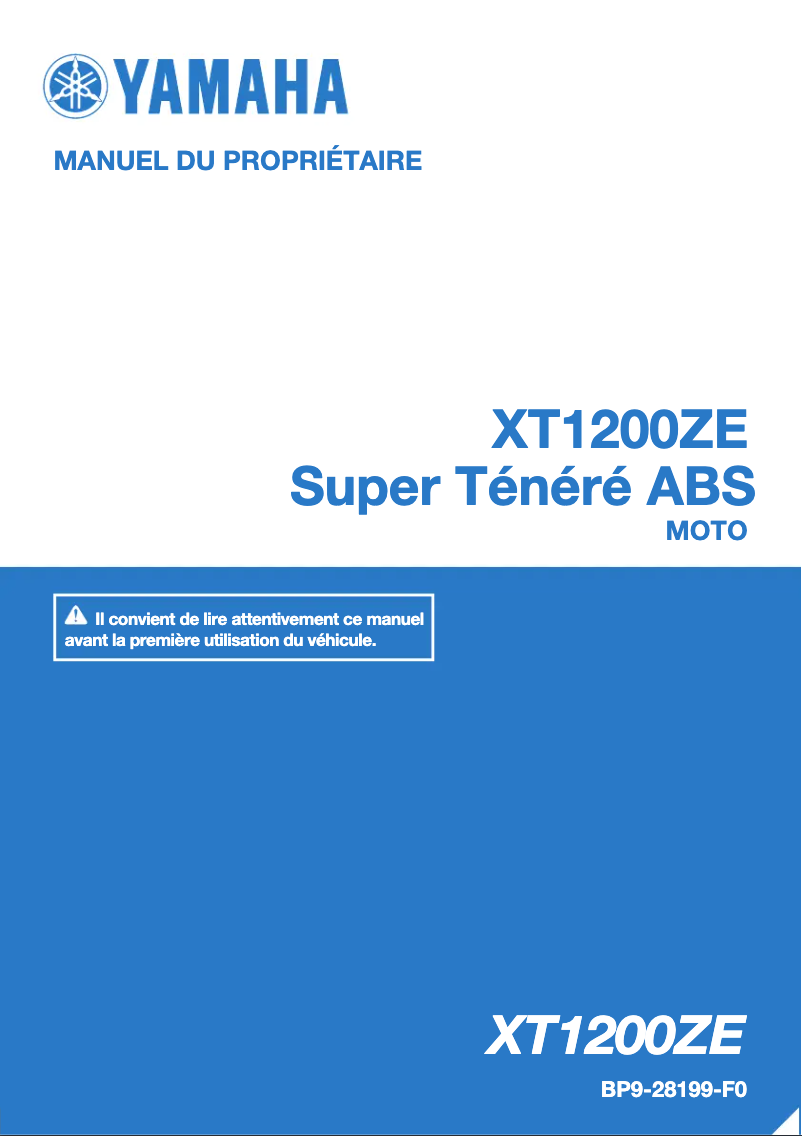 Page n°1 - Manuel utilisateur Yamaha XT1200ZE (2017)