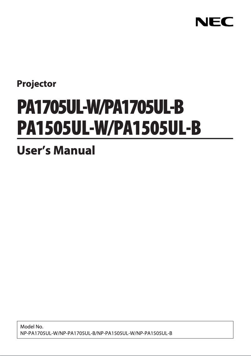 Image de la première page du manuel de l'appareil PA1705UL